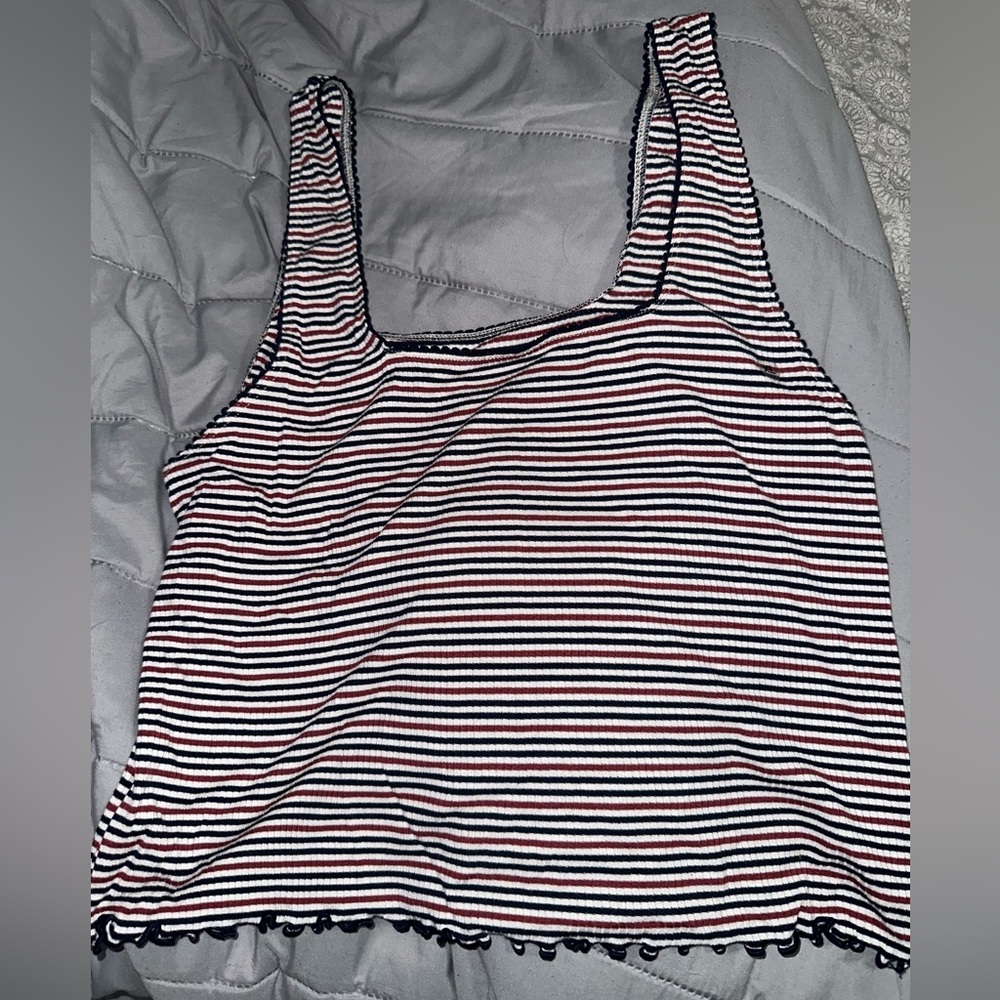 American Eagle Striped Crop Tank Top